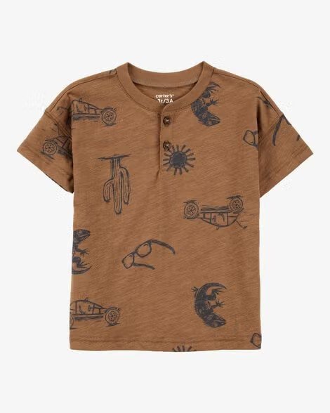 Toddler Desert Print Henley - Brown