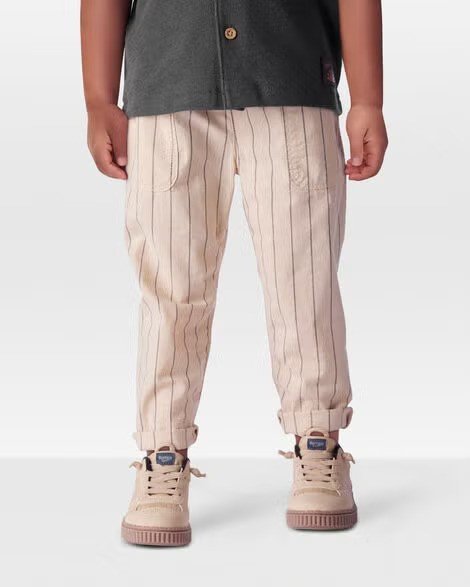 Toddler Striped Pull-On Cotton Pants - Tan - Image 2